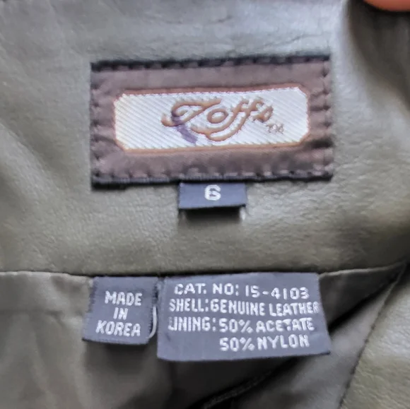 Womens Toff size 6 Olive green genuine leather skirt - Picture 4 of 4